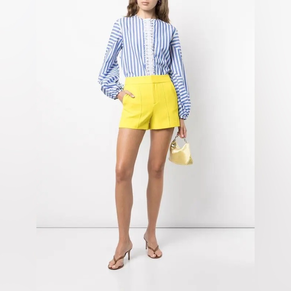 High-Rise Yellow Women's Tailored Shorts - Picture 3 of 6